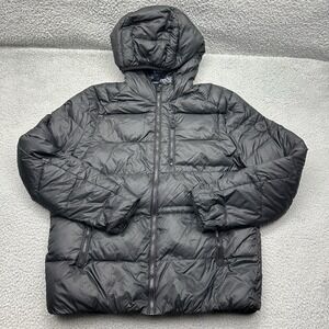Michael Kors Mens Large Hooded Puffer Coat Black Nylon Down Insulation Jacket